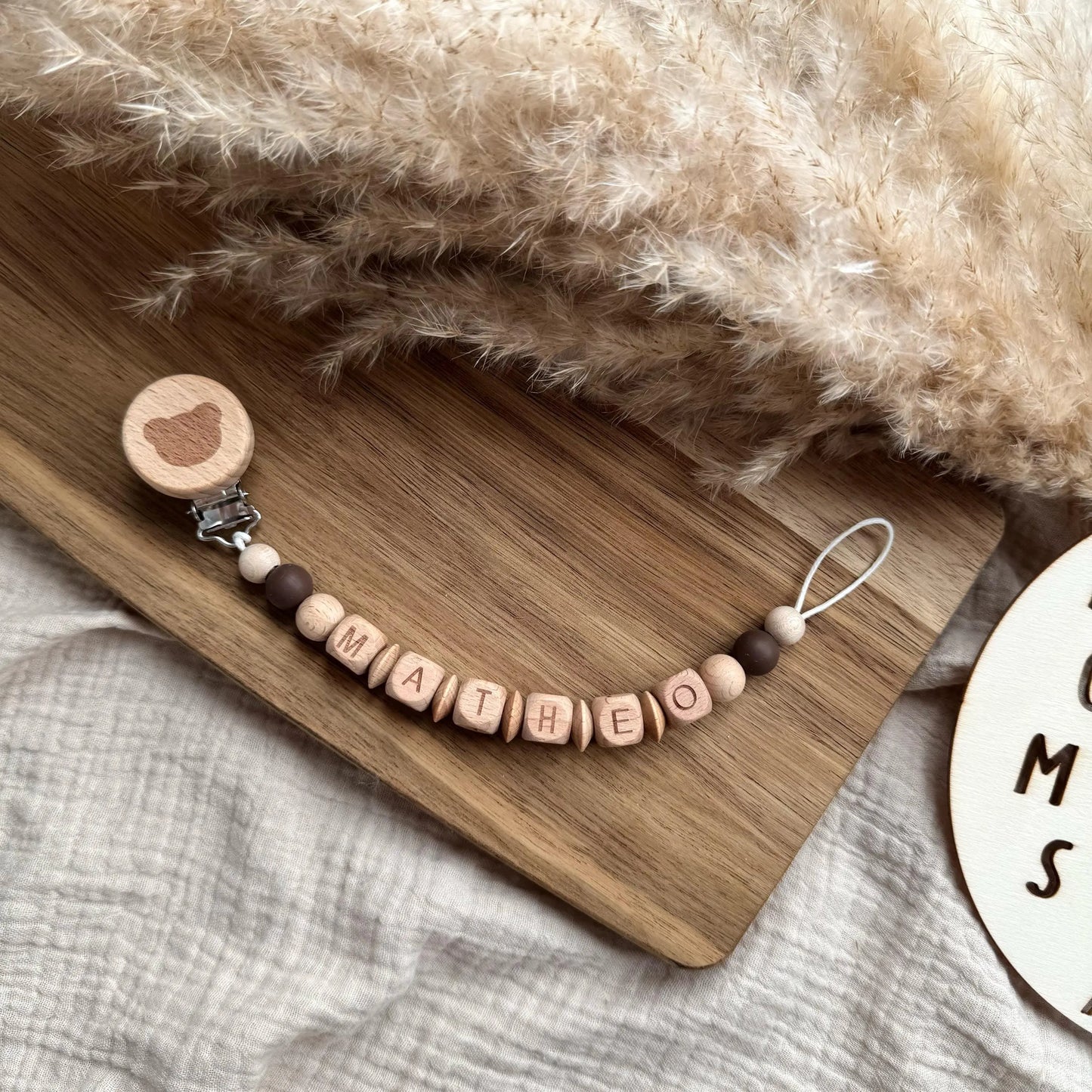 Personalisierte Schnullerkette mit Name - Teddyclip Hauniper