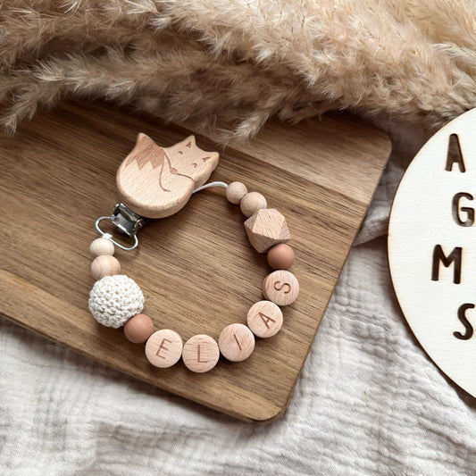Personalisierte Schnullerkette mit Name - Fuchs Hauniper