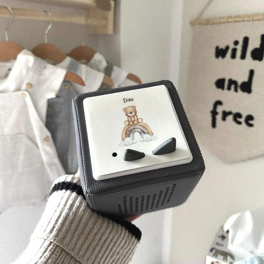 Toniebox Schutzfolie personalisiert Teddy Regenbogen Hauniper