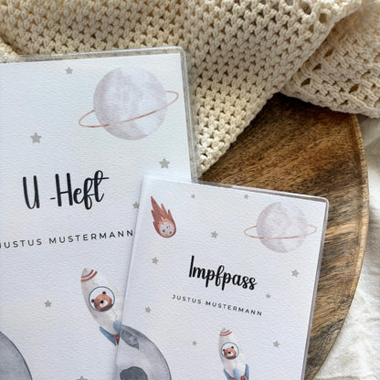 U-Heft & Impfpass Hülle Set Weltraum beige Hauniper