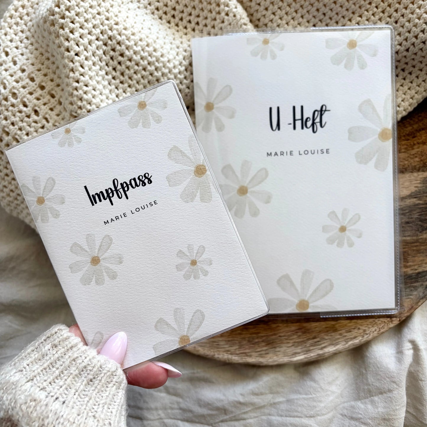 U-Heft & Impfpass Hülle Set Gänseblümchen weiß Hauniper