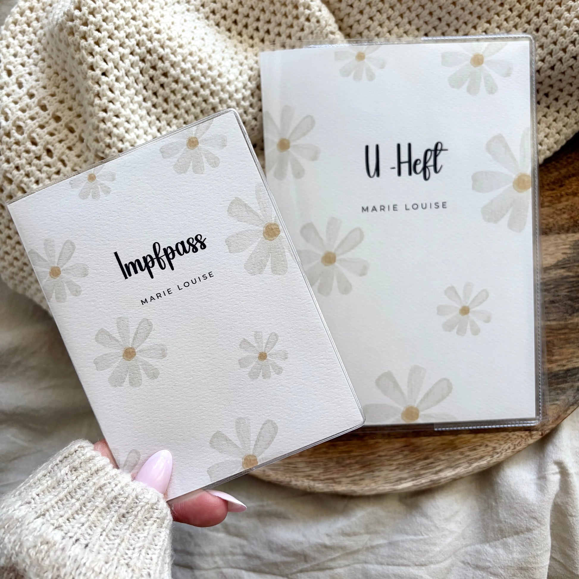 U-Heft & Impfpass Hülle Set Gänseblümchen weiß Hauniper