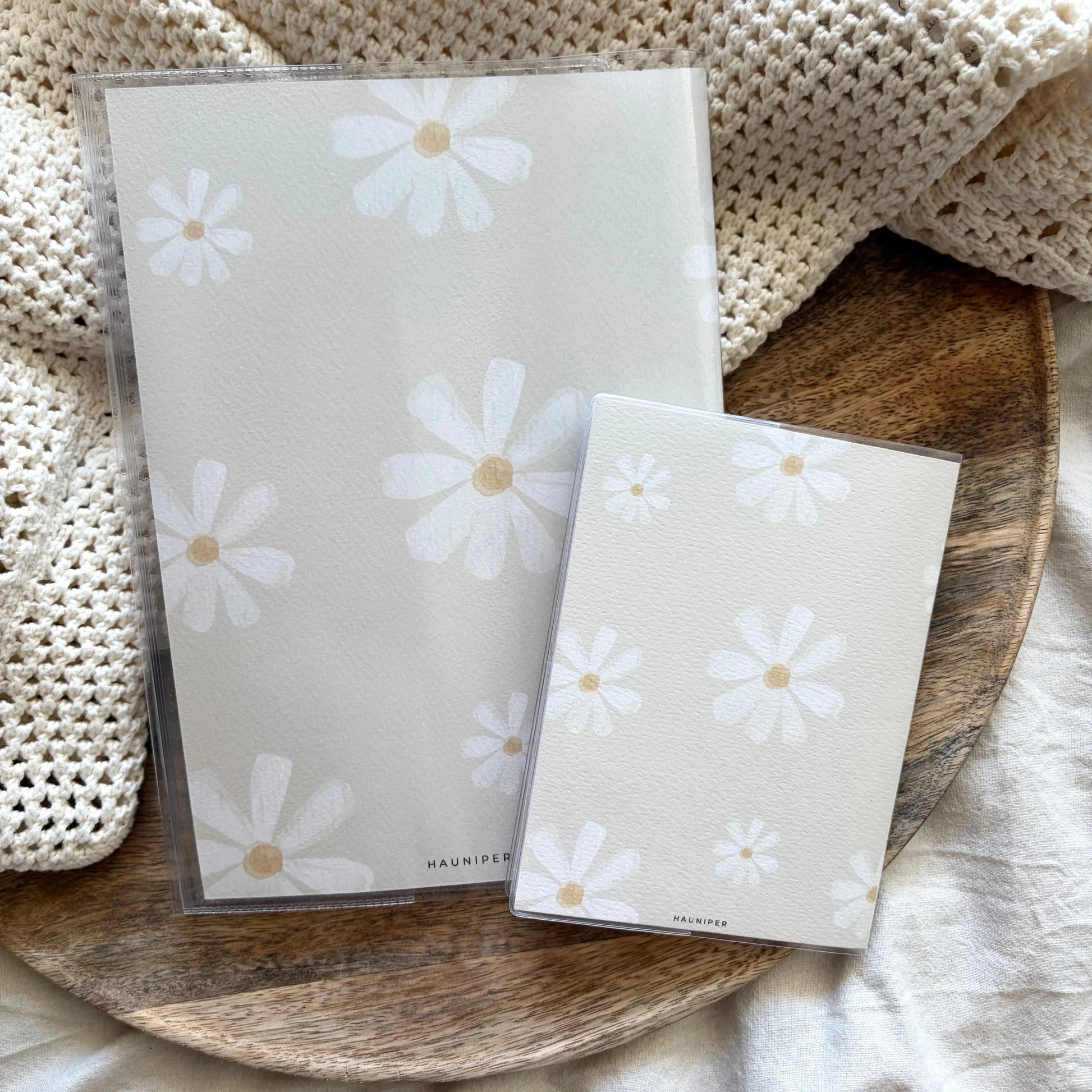 U-Heft & Impfpass Hülle Set Gänseblümchen beige Hauniper