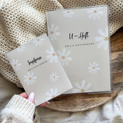 U-Heft & Impfpass Hülle Set Gänseblümchen beige Hauniper