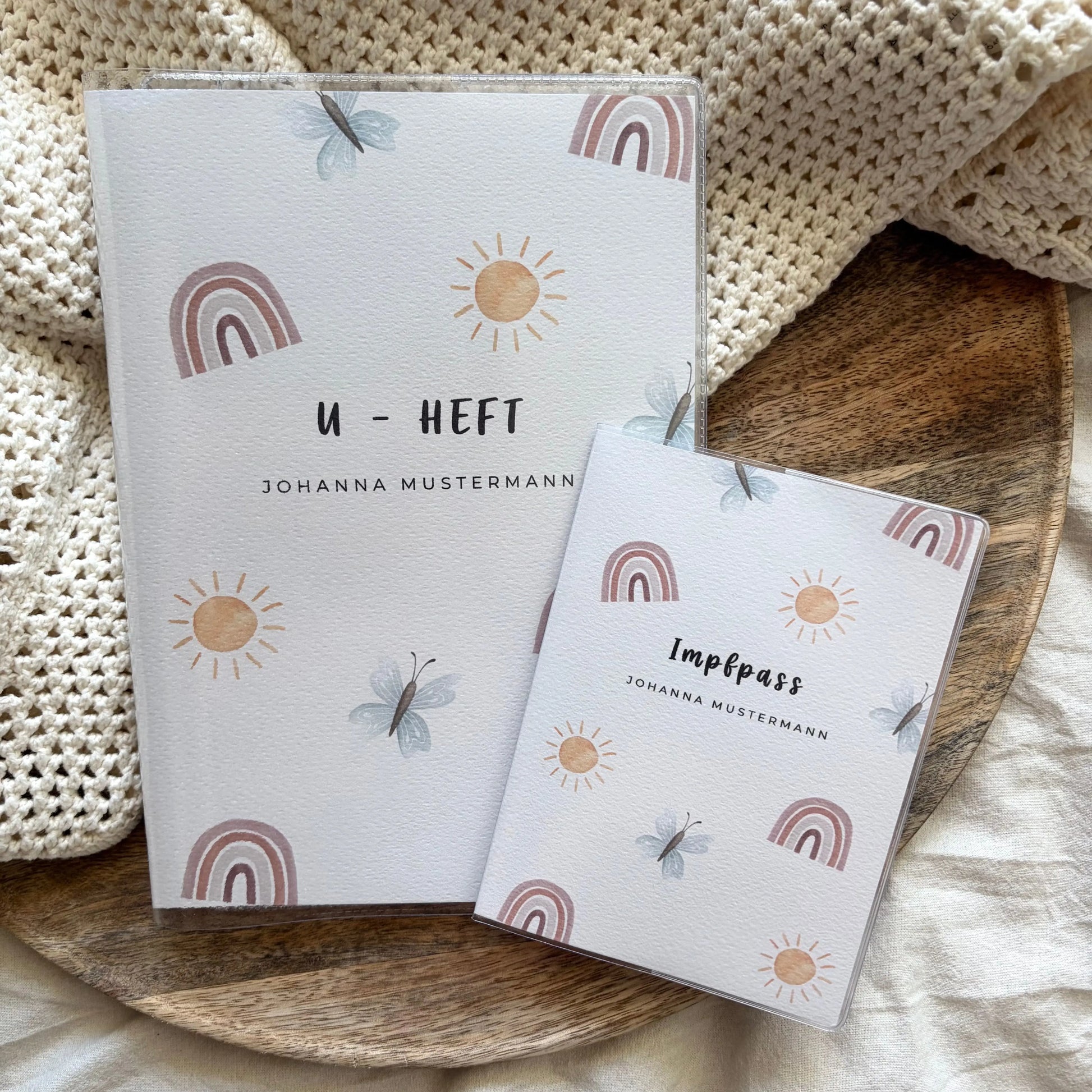 U-Heft & Impfpass Hülle Set Regenbogen Sonne bunt Hauniper
