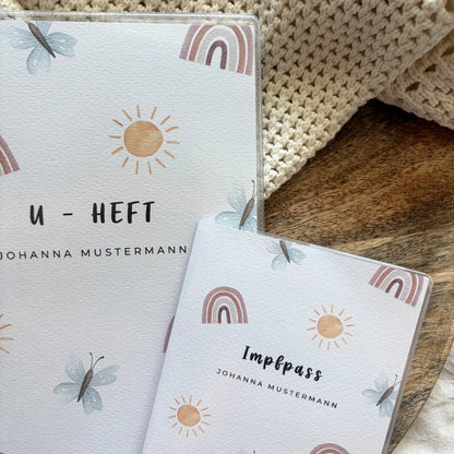 U-Heft & Impfpass Hülle Set Regenbogen Sonne bunt Hauniper