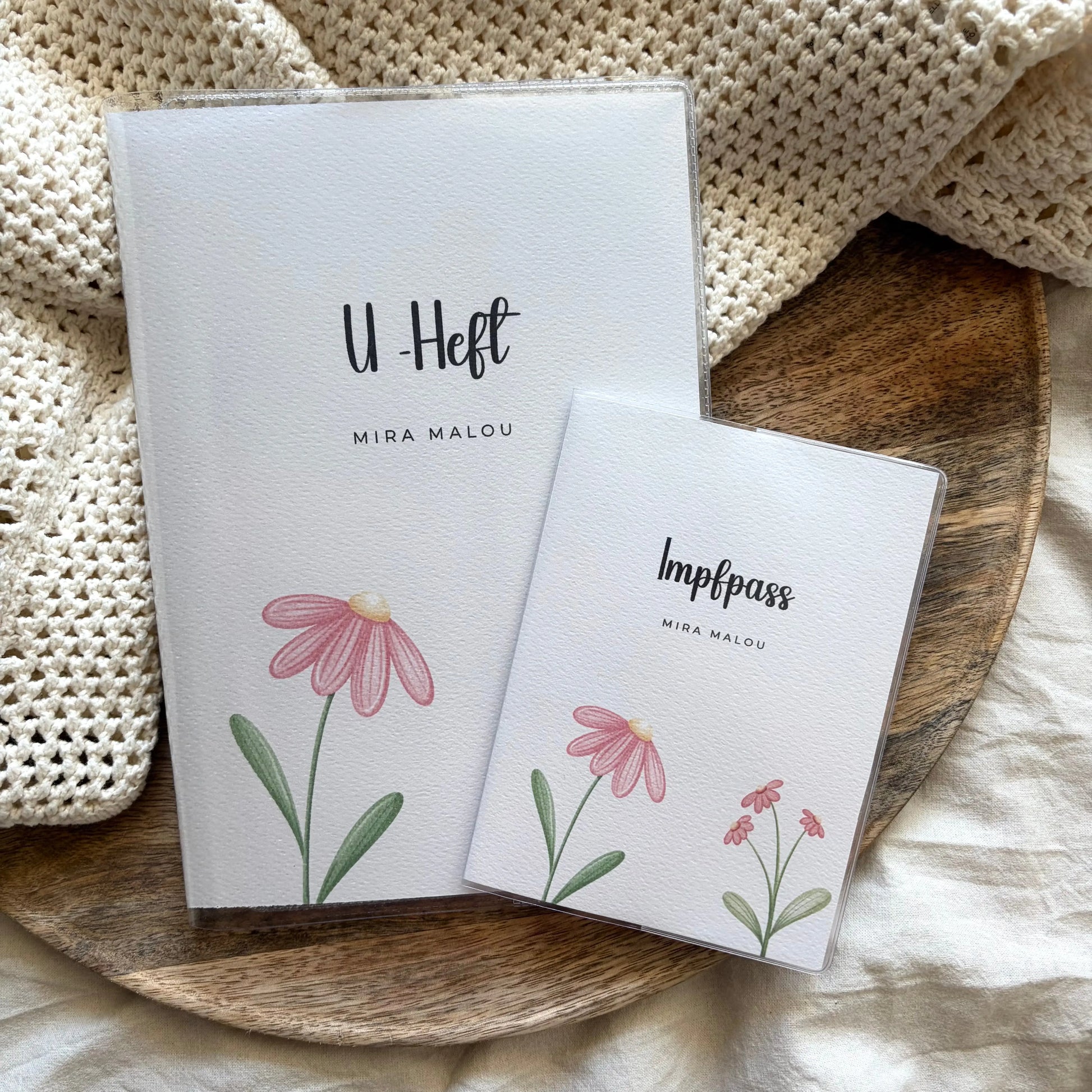 U-Heft & Impfpass Hülle Set Blume rosa Hauniper
