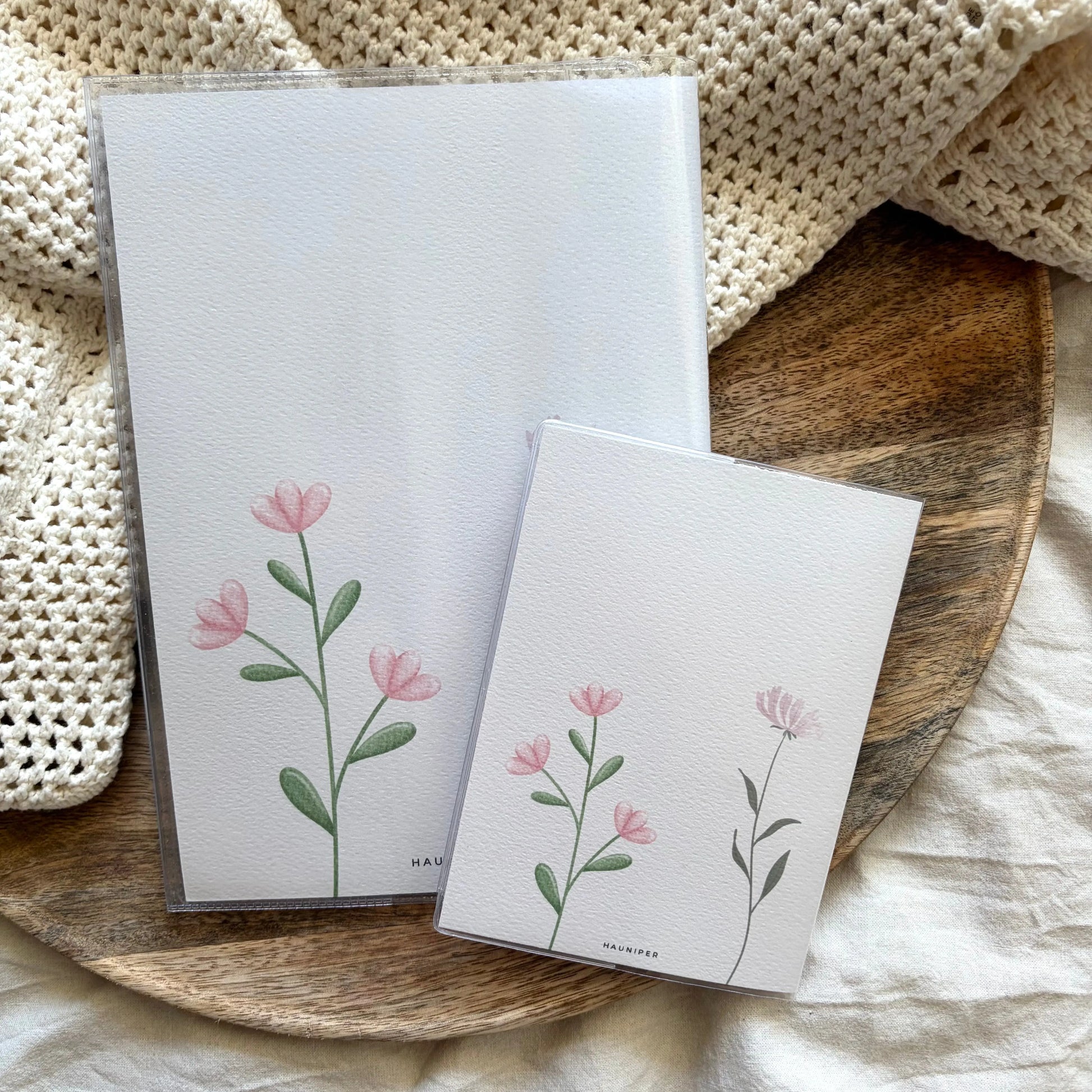 U-Heft & Impfpass Hülle Set Blume rosa Hauniper