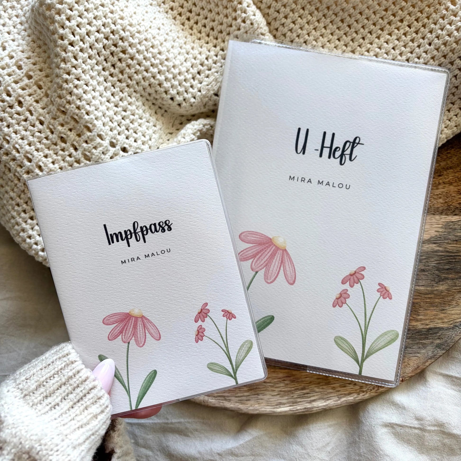 U-Heft & Impfpass Hülle Set Blume rosa Hauniper