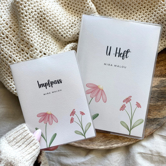 U-Heft & Impfpass Hülle Set Blume rosa Hauniper