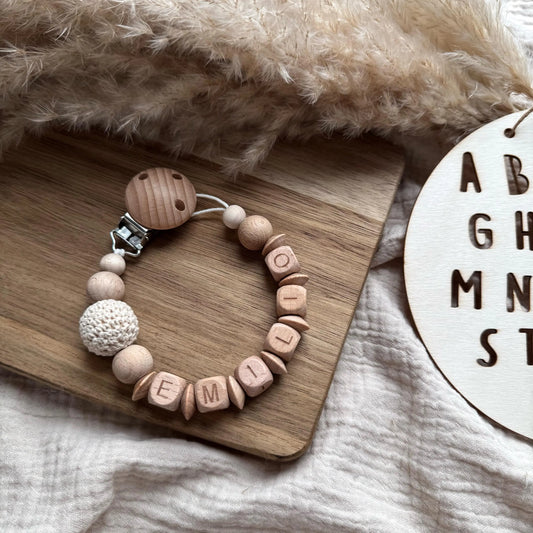 Personalisierte Schnullerkette mit Name Hauniper