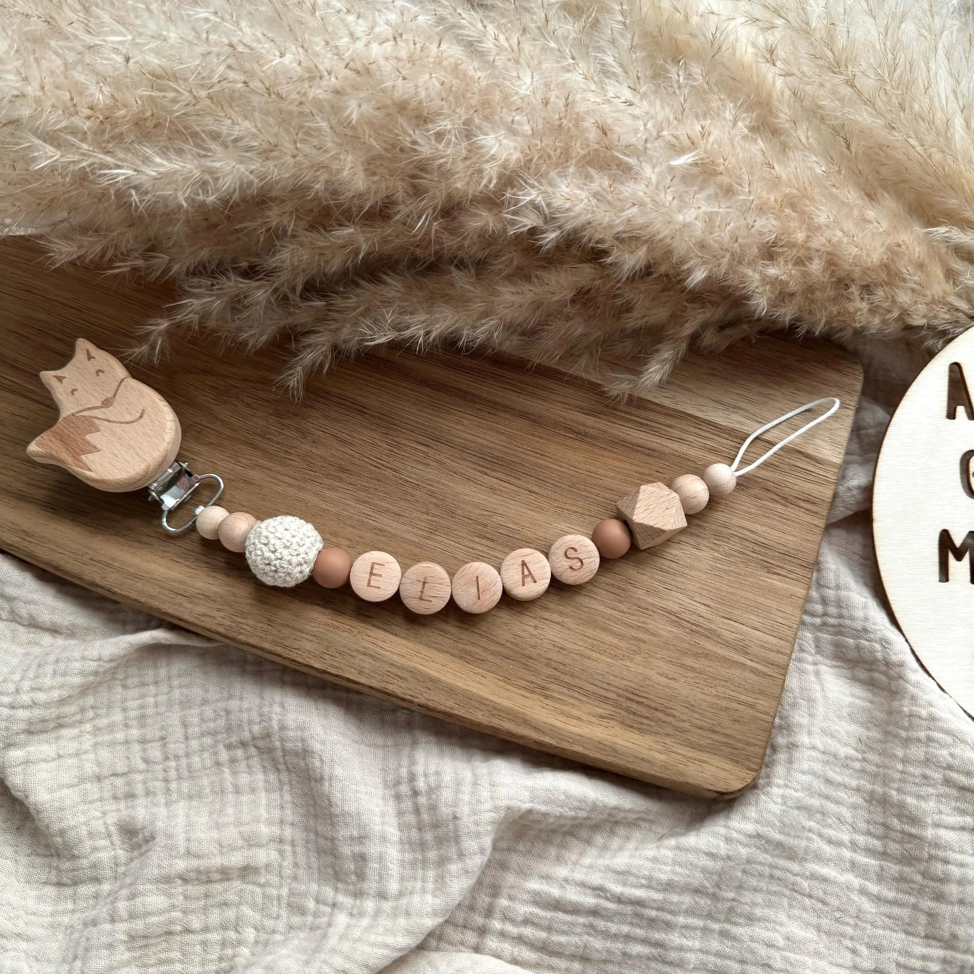 Personalisierte Schnullerkette mit Name - Fuchs Hauniper