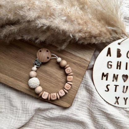 Personalisierte Schnullerkette mit Name Hauniper