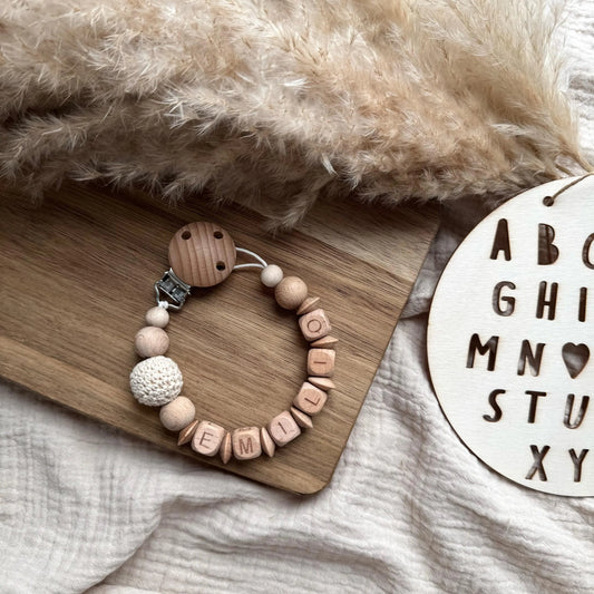Personalisierte Schnullerkette mit Name Hauniper